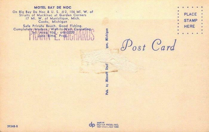 Motel Bay De Noc - Old Postcard Photo (newer photo)